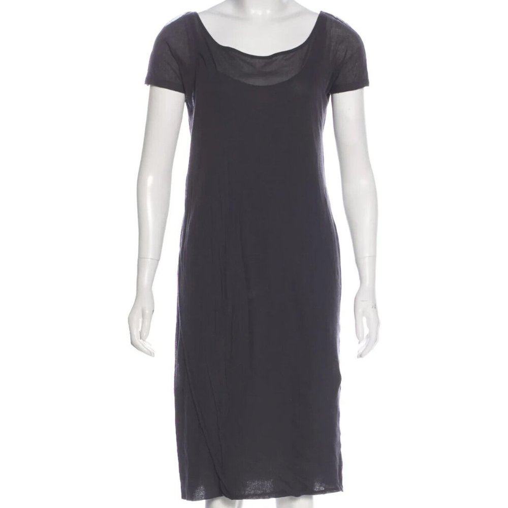 Kristensen Du Nord t-shirt midi gray dress with short sleeves scoop neck XS